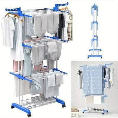حاملة ملابس بثلاث طبقات (Three Layers of Clothes Hanger)
